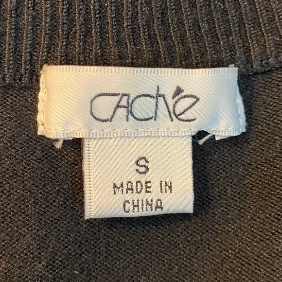 Vintage Cache Elegant Black Knit Sleeveless Top w Beaded Silver Sequin Accents - Picture 4 of 5